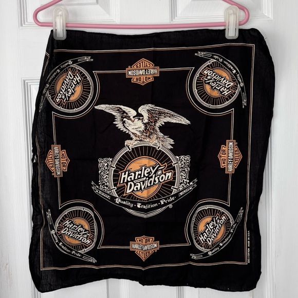 Vintage Harley Davidson Eagle Black Bandana - Picture 1 of 5